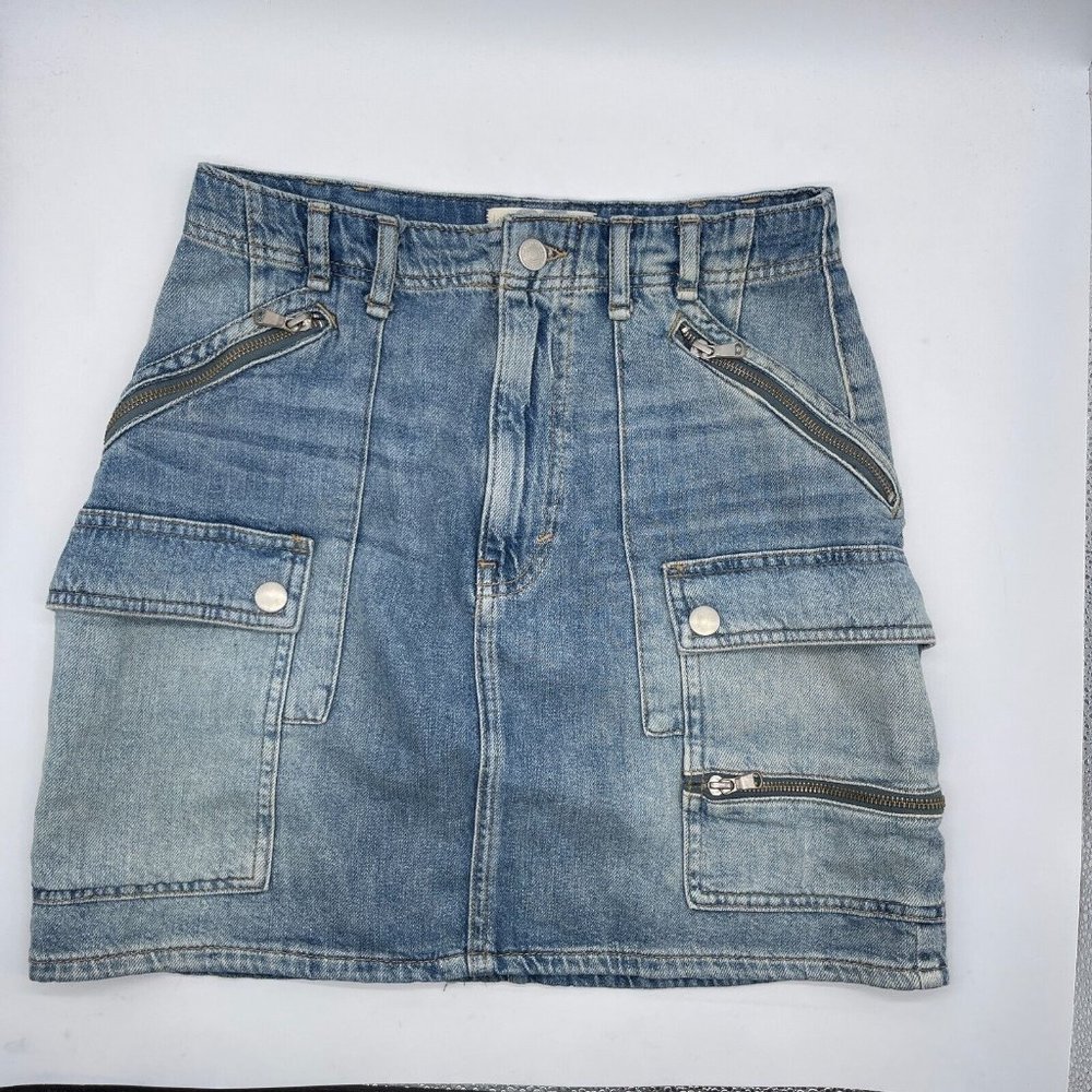 Free People We The Free Size 27 Jean Denim Mini Skirt Cargo